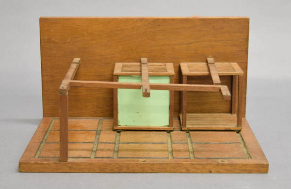 Rear view of theater stage patent model