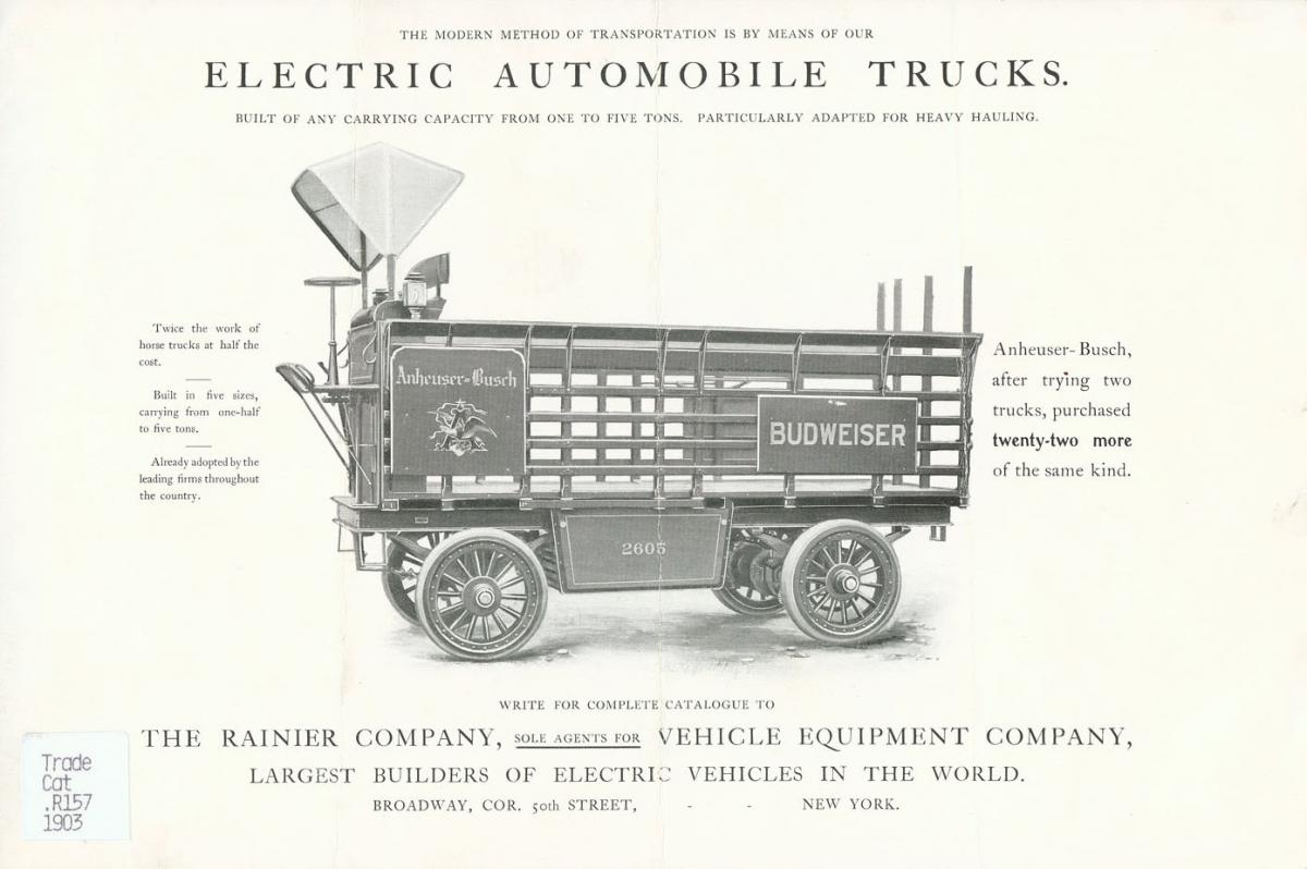 Electric truck ad in a catalog