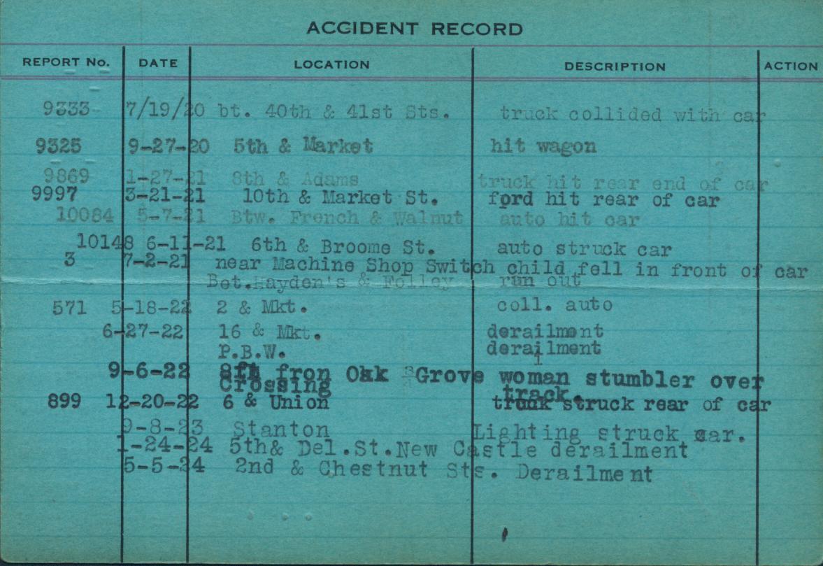Typewritte accident report record