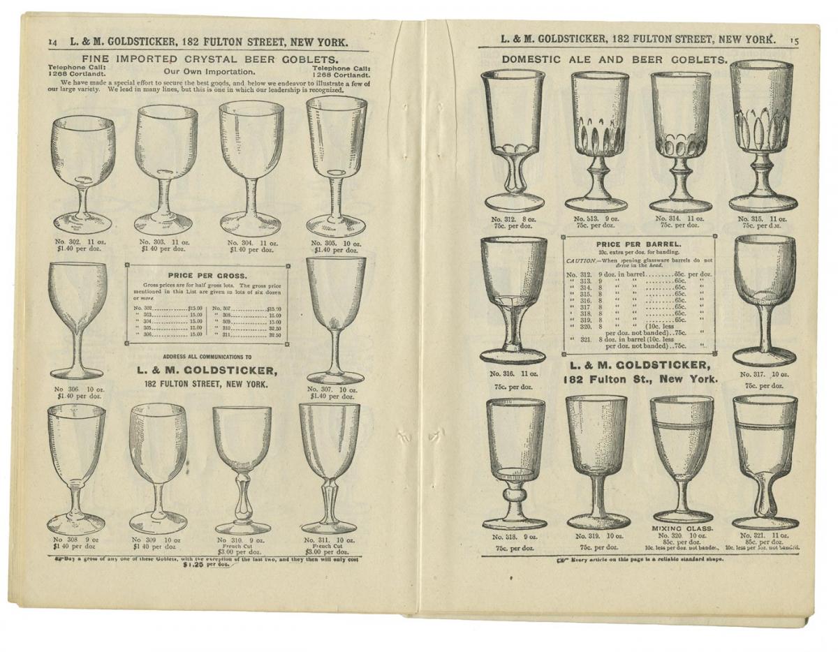 Drinking glasses in a catalog