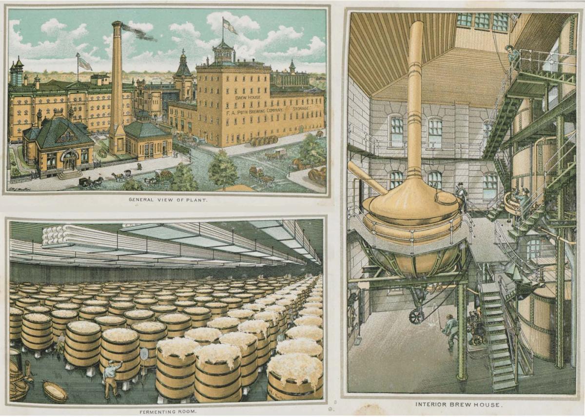 Souvenir album pages featuring the brewery