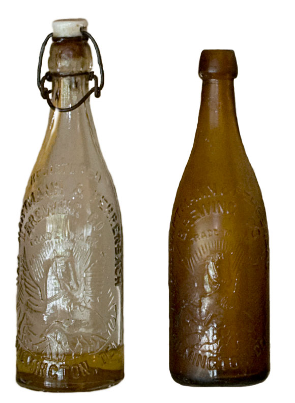 Old glass beer bottles