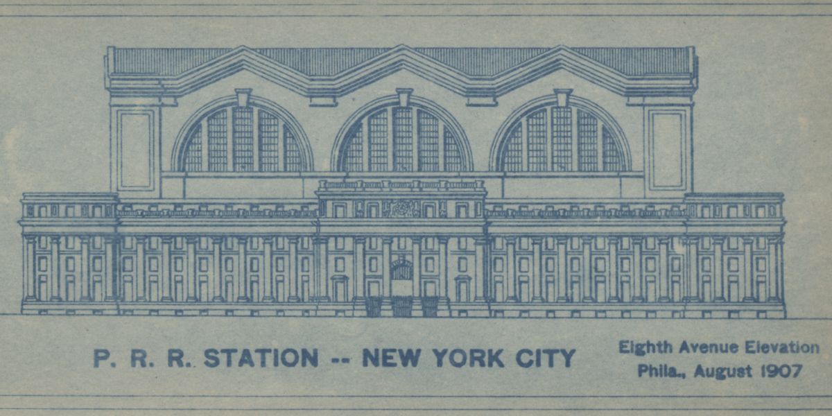 Blueprint of Pennsylvania railroad station