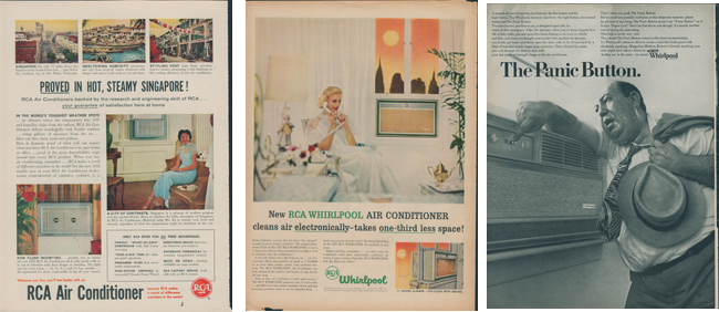 RCA and Whirpool air conditioning ads from the 1950's and '60s