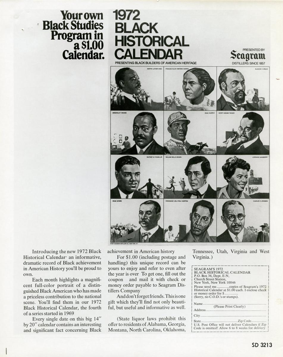 Seagram Black Historical Calendar