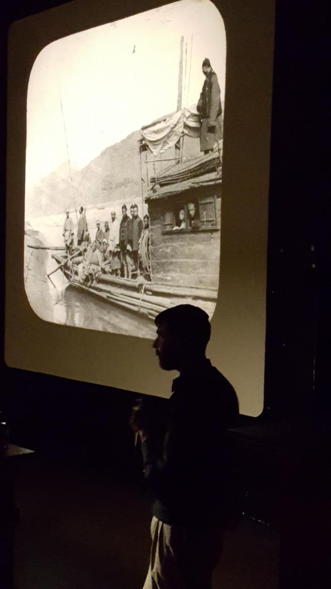 Lucas Clawson presenting at the Wagner Institute’s Lantern Slide Salon.