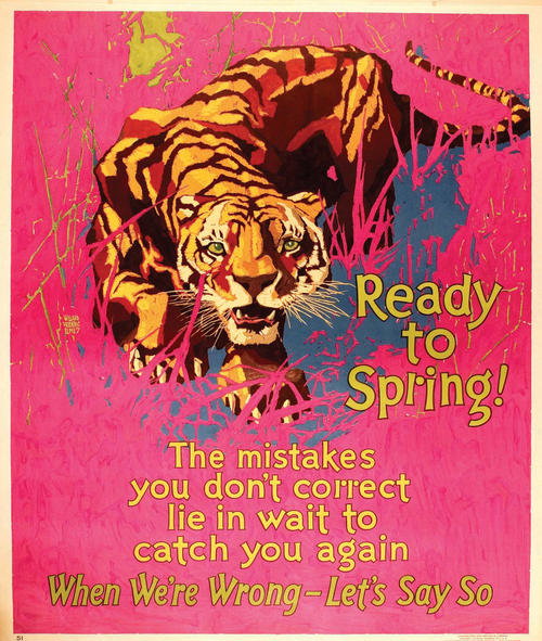 . A vibrant poster featuring a tiger poised to leap, accompanied by the phrase "Ready to Spring."