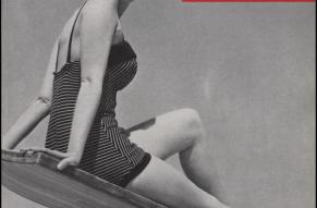 Cover of Better Living magazine with a black and white photograph of a woman in a bathing suit on a diving board. 