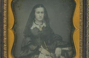 Daguerreotype of unidentified woman with veiling head-dress